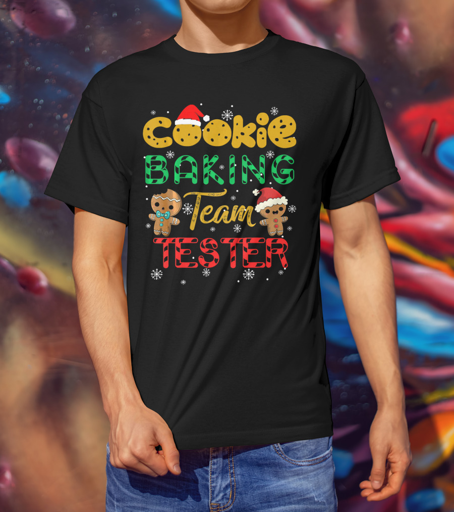 Cookie Baking Team Tester Gingerbread Santa Hats Winter Snowflakes T-Shirt