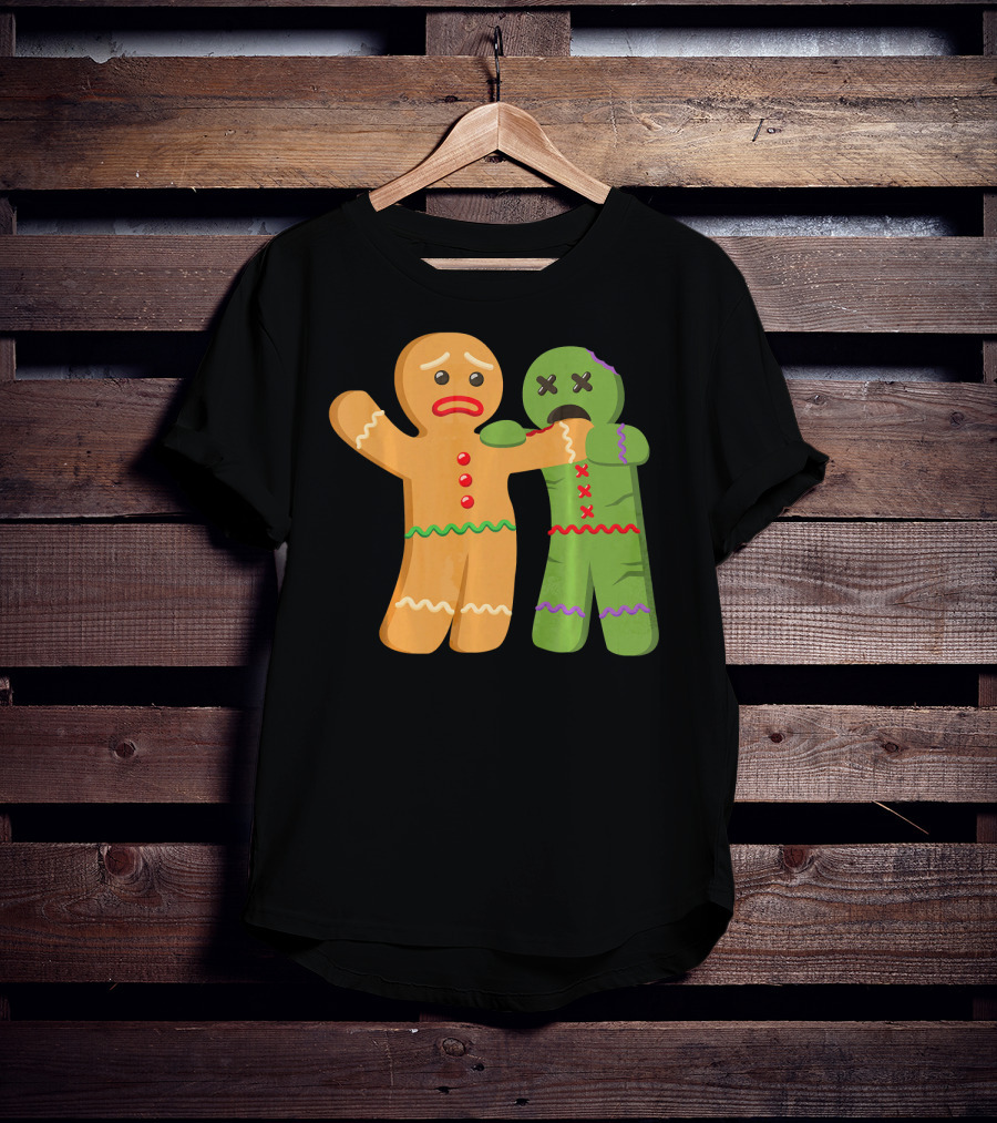 Gingerbread Zombie Funny Biting Cookie Humor Halloween T-Shirt