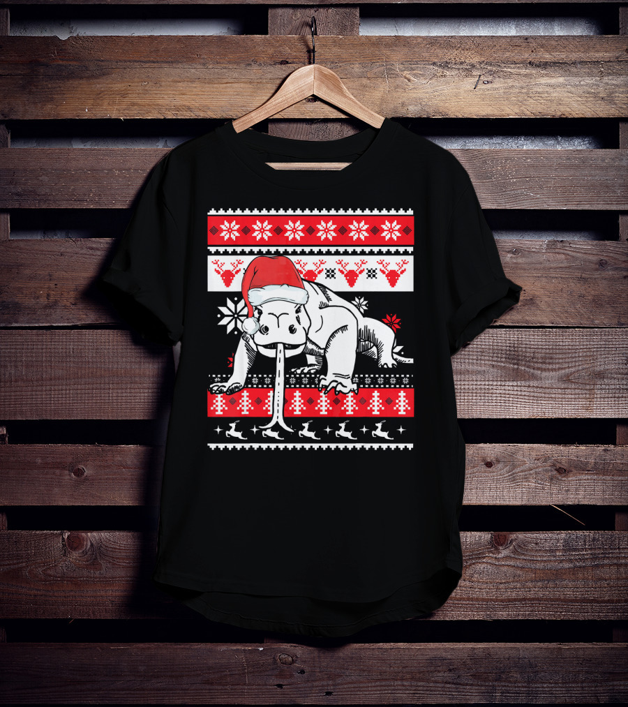 Ugly Christmas Komodo Dragon Reptile Santa Holiday T-Shirt