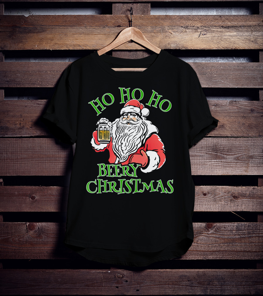 Ho Ho Ho Beery Christmas Santa With Beer T-Shirt