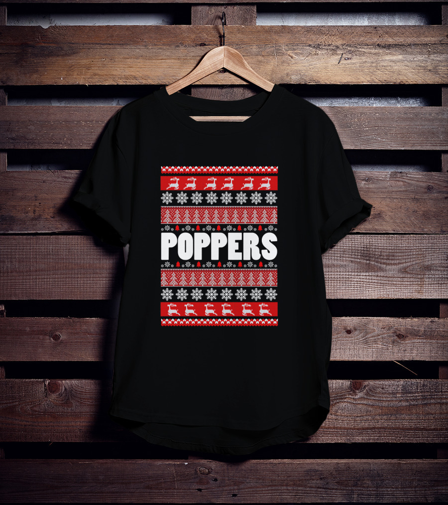 POPPERS Reindeer Christmas Snowflakes Trees Grandpa T-Shirt