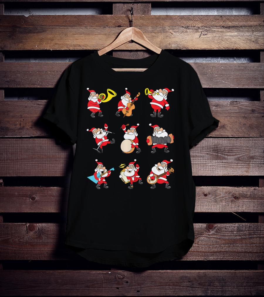 Santa Claus Playing Musical Instruments Ensemble T-Shirt