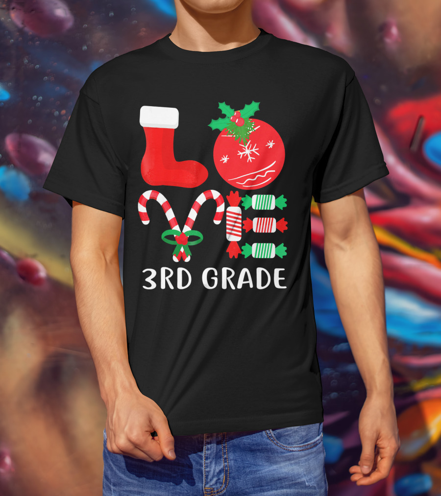 Candy Cane Christmas 3rd Grade Holiday T-Shirt