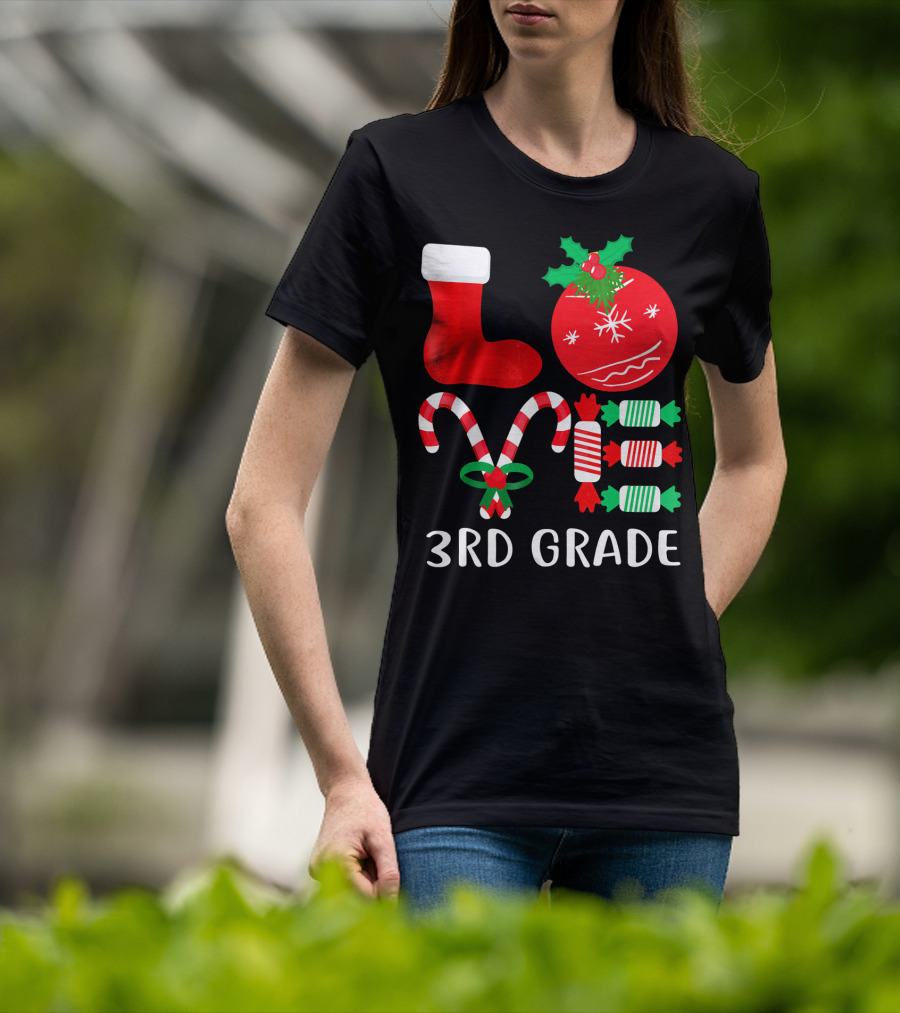 Candy Cane Christmas 3rd Grade Holiday T-Shirt