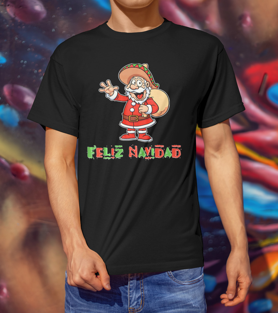Feliz Navidad Mexican Santa Mexi Sombrero T-Shirt