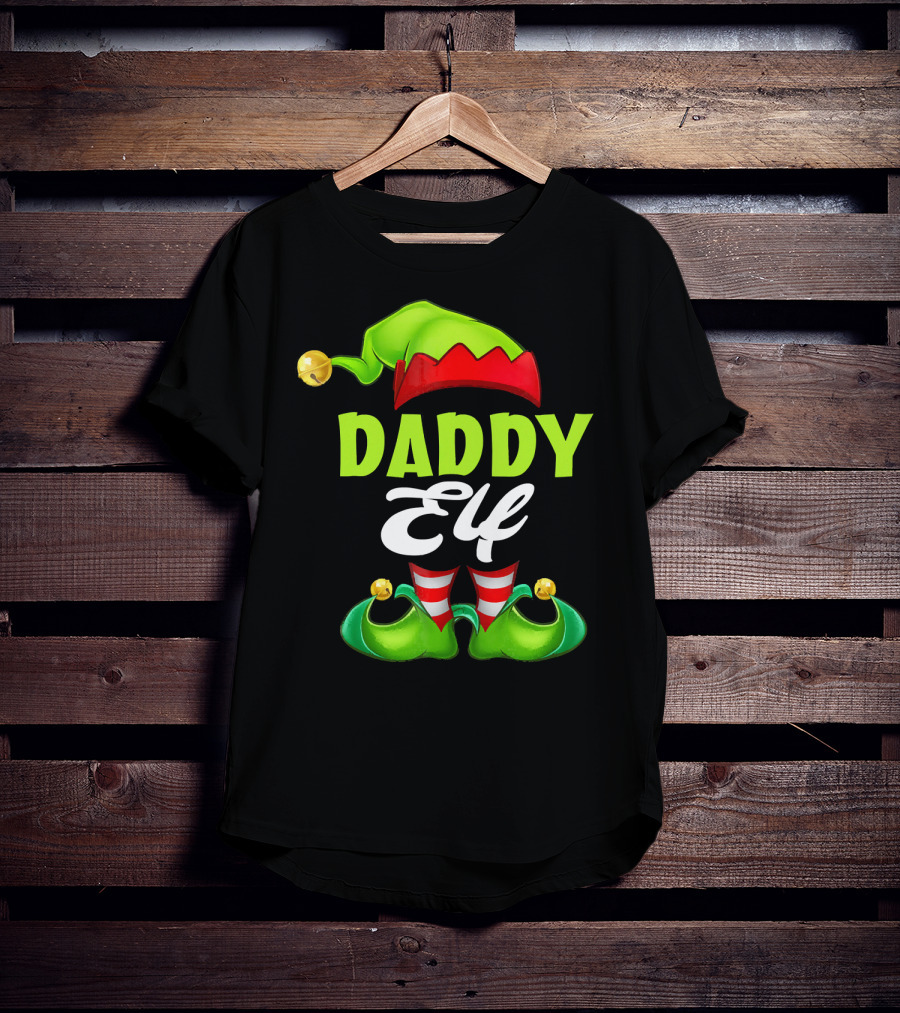 Daddy Elf Christmas Hat And Shoes T-Shirt