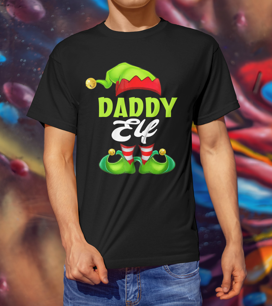 Daddy Elf Christmas Hat And Shoes T-Shirt