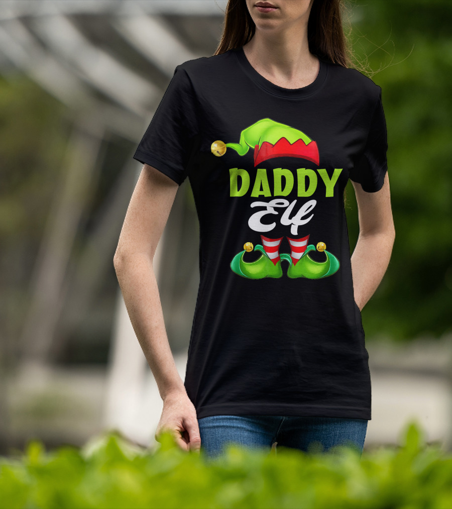 Daddy Elf Christmas Hat And Shoes T-Shirt
