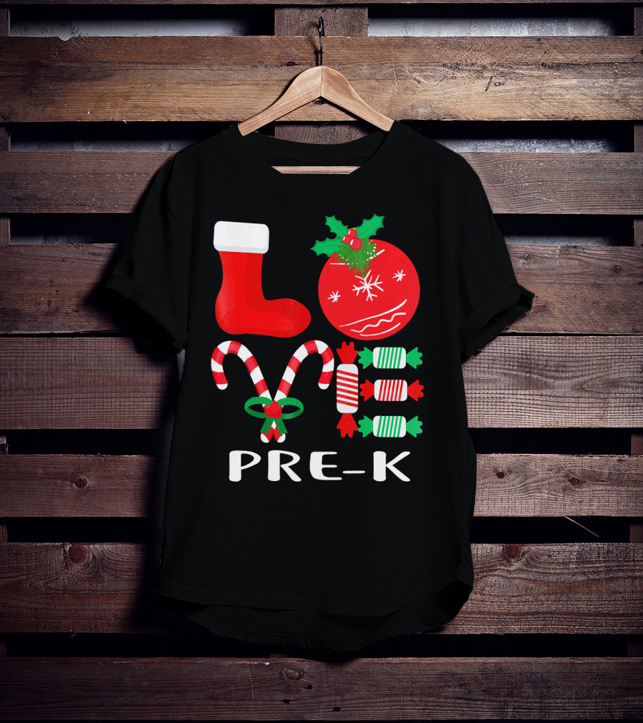 Candy Cane Christmas Stocking Ornament Pre-K T-Shirt