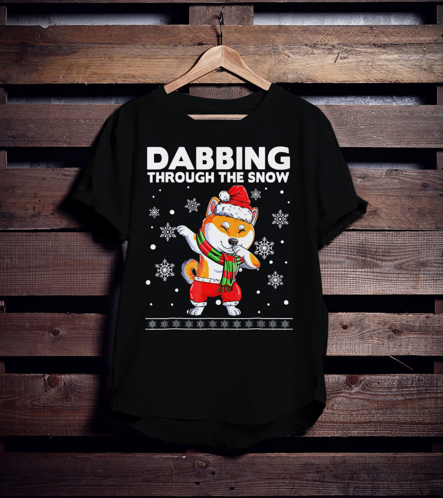 Dabbing Through The Snow Shiba Inu Santa T-Shirt