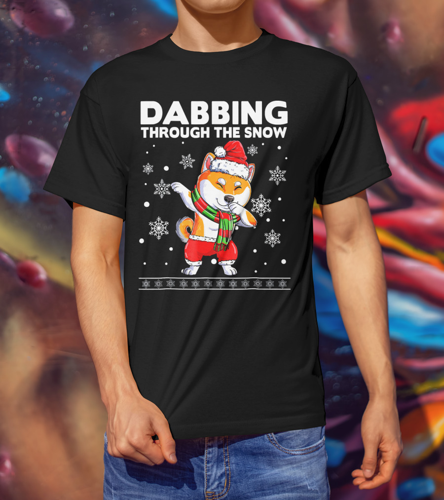 Dabbing Through The Snow Shiba Inu Santa T-Shirt