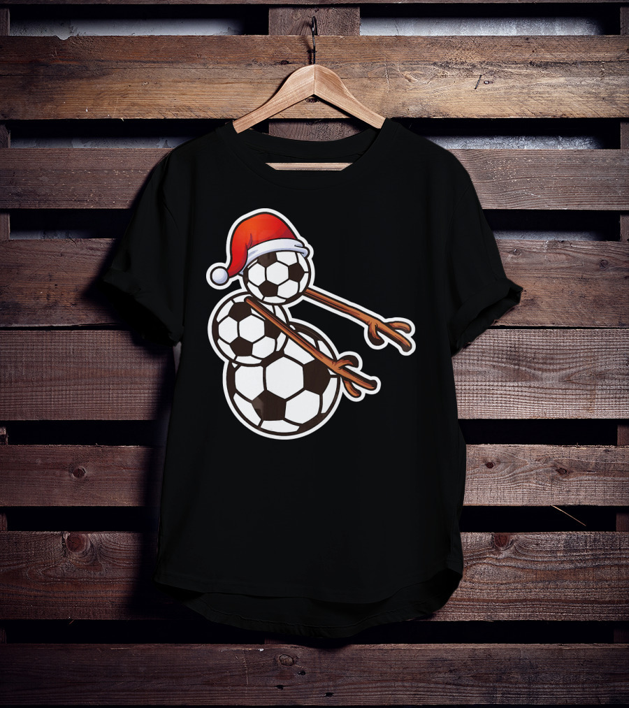 Snowman Floss Soccer Christmas Santa Hat Soccer Ball Snowman T-Shirt