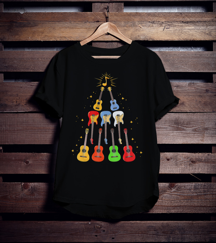 Guitar Christmas Tree Musical Funny Singer Instrument Holiday Display T-Shirt