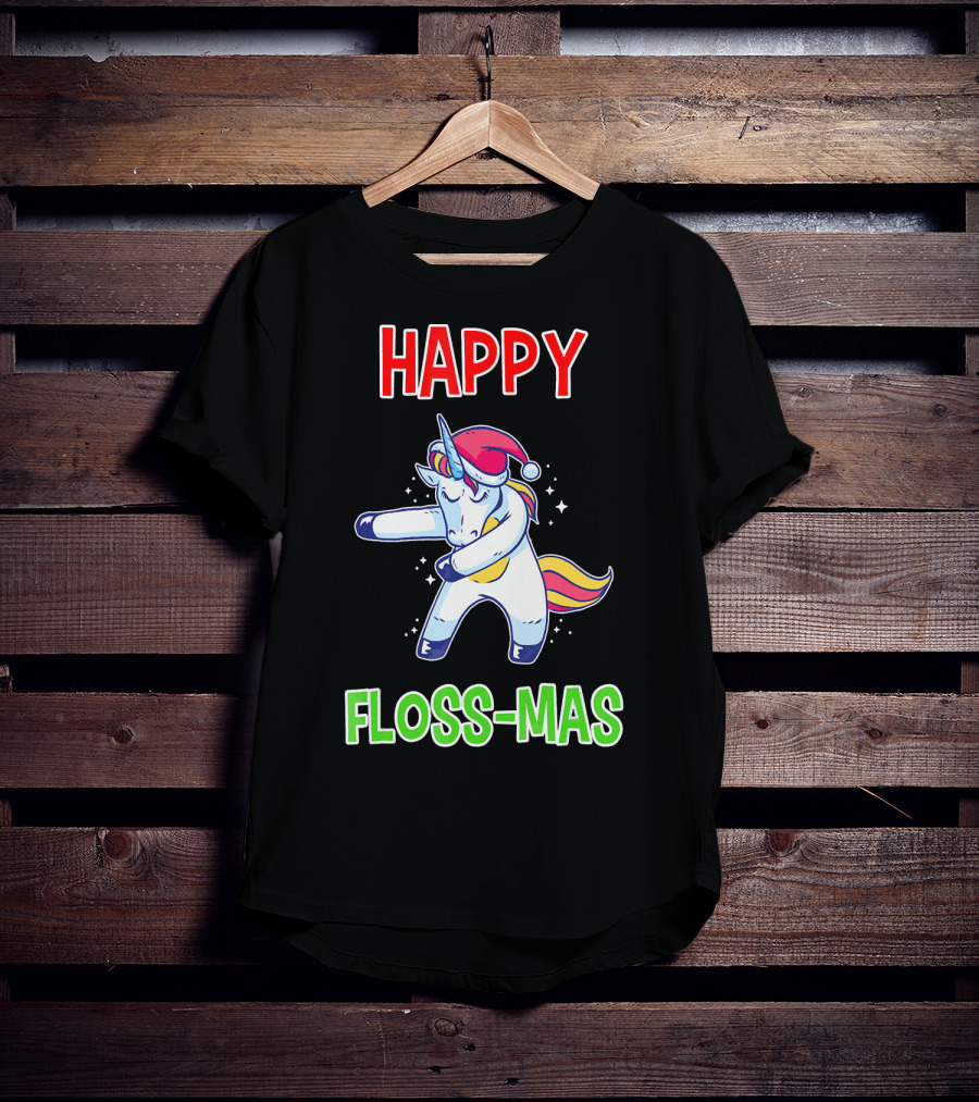 HAPPY FLOSS-MAS Unicorn Christmas Floss T-Shirt