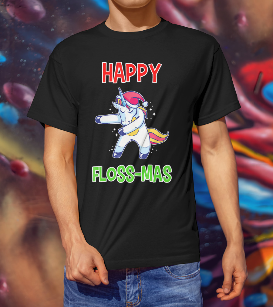 HAPPY FLOSS-MAS Unicorn Christmas Floss T-Shirt