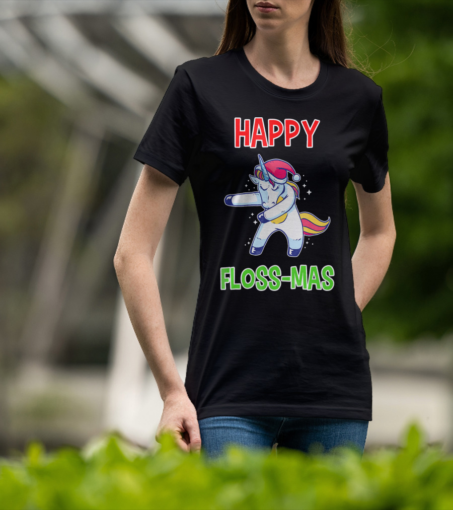 HAPPY FLOSS-MAS Unicorn Christmas Floss T-Shirt