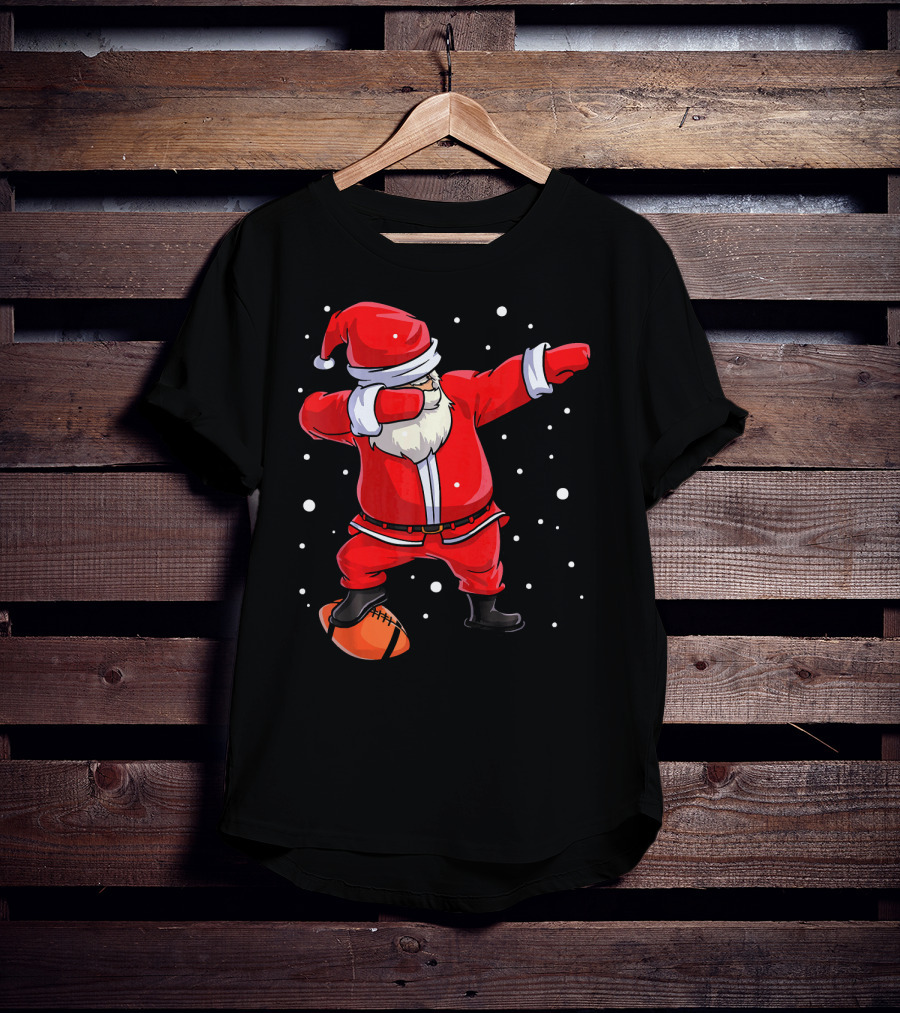 Santa Dabbing With Football Snowflakes T-Shirt