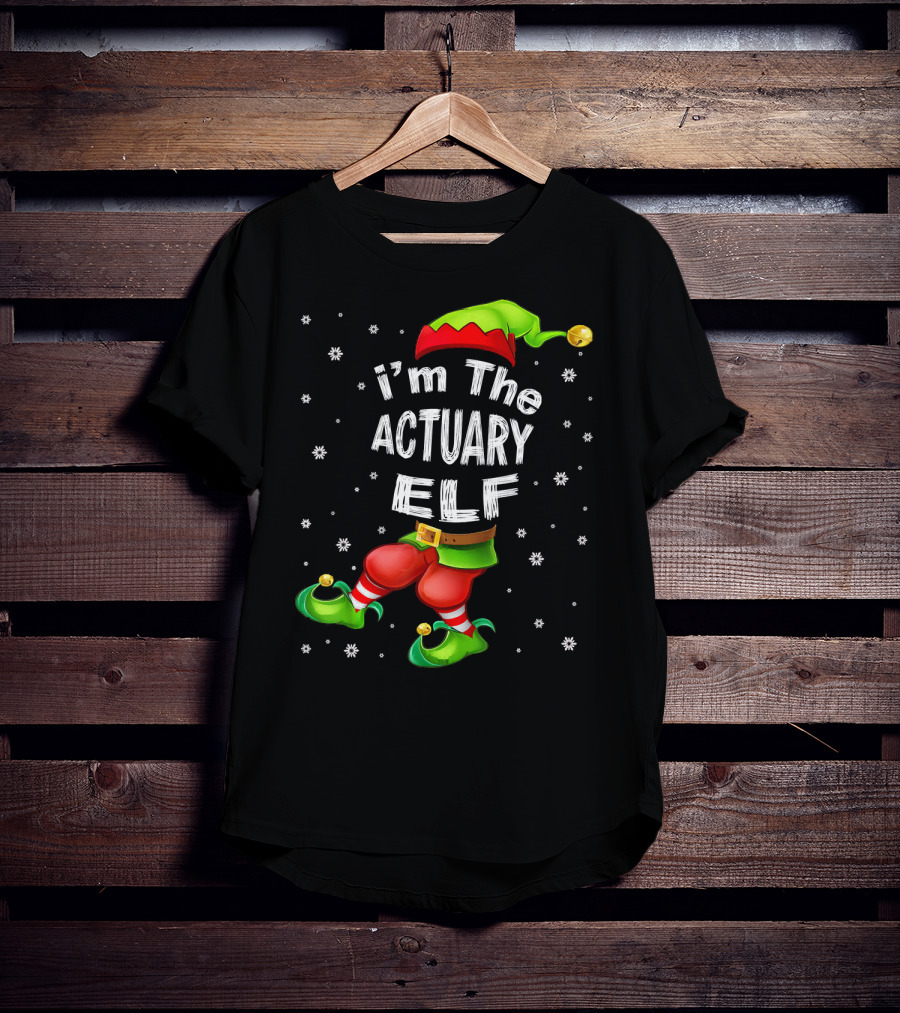I'm The Actuary Elf Matching Family Group Christmas Snowflakes T-Shirt