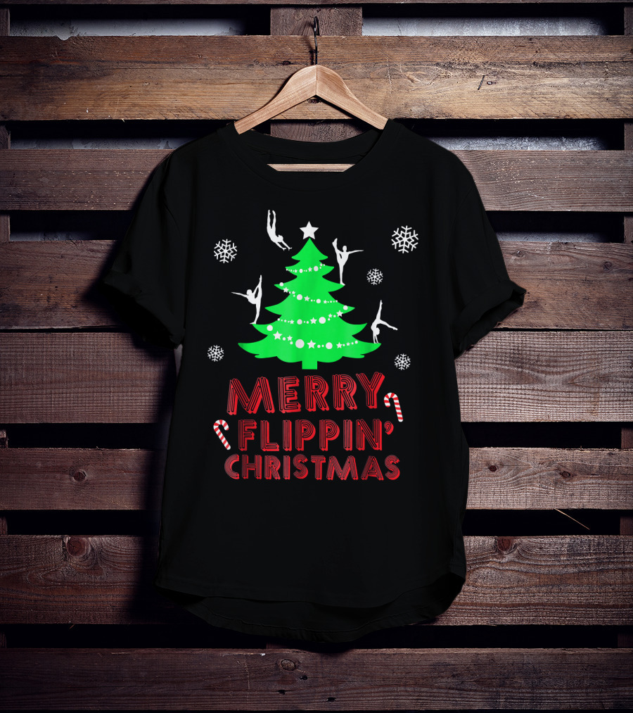 Merry Flippin' Christmas Cute Gymnastics Girls T-Shirt