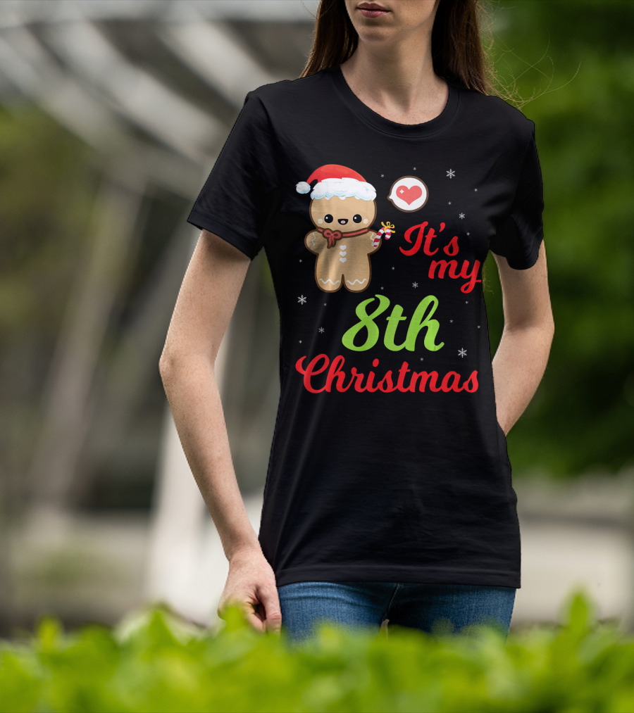 Gingerbread Noel Costume Heart Snow It's My 8th Christmas T-Shirt