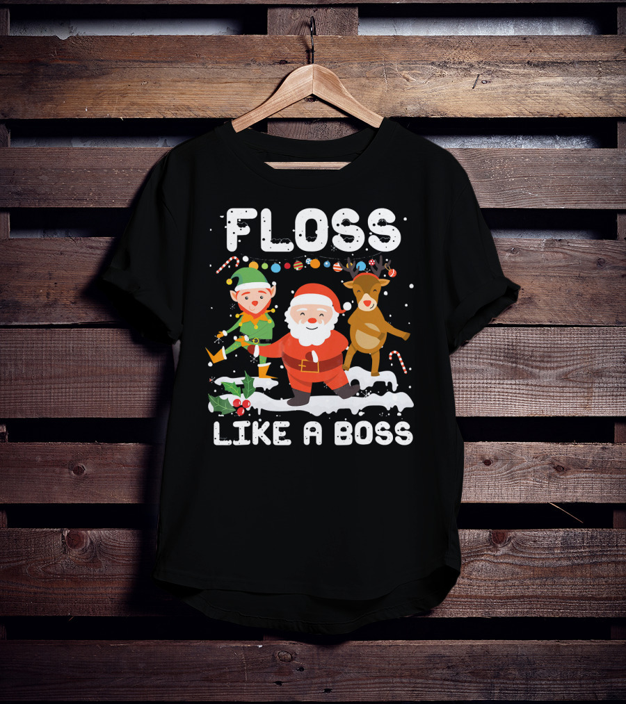 Floss Like A Boss Santa Reindeer Elf Christmas T-Shirt