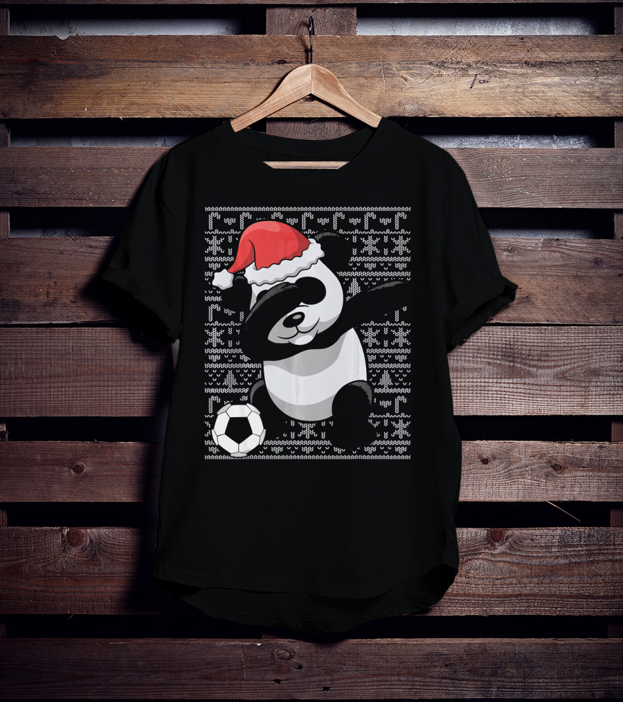 Christmas Dabbing Santa Panda Bear Soccer T-Shirt