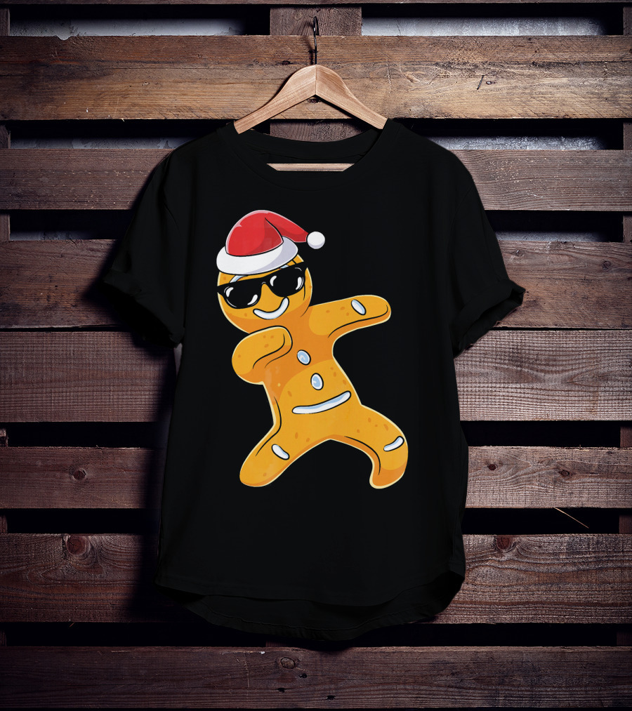 Christmas Dabbing Gingerbread Santa With Sunglasses T-Shirt