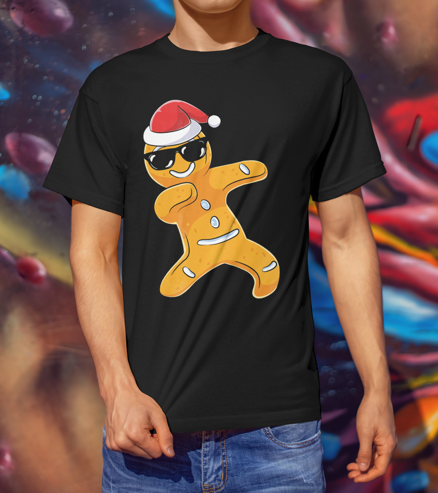 Christmas Dabbing Gingerbread Santa With Sunglasses T-Shirt
