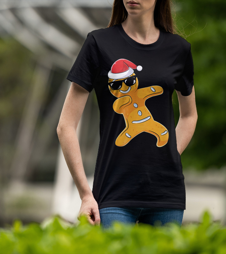 Christmas Dabbing Gingerbread Santa With Sunglasses T-Shirt