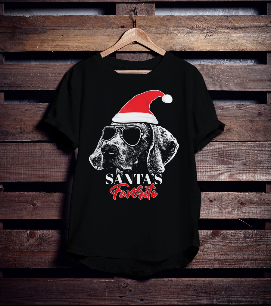 Santa's Favorite Weimaraner With Sunglasses T-Shirt