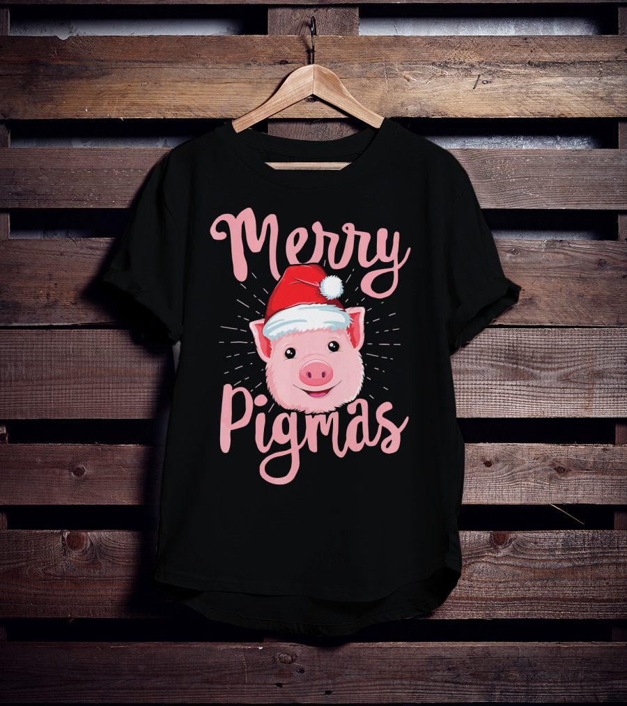 Merry Pigmas Pig Santa Hat T-Shirt