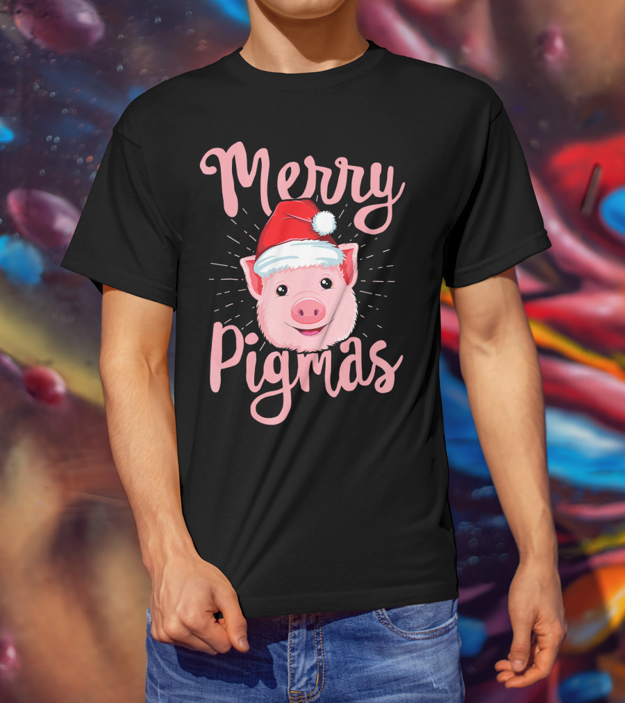 Merry Pigmas Pig Santa Hat T-Shirt