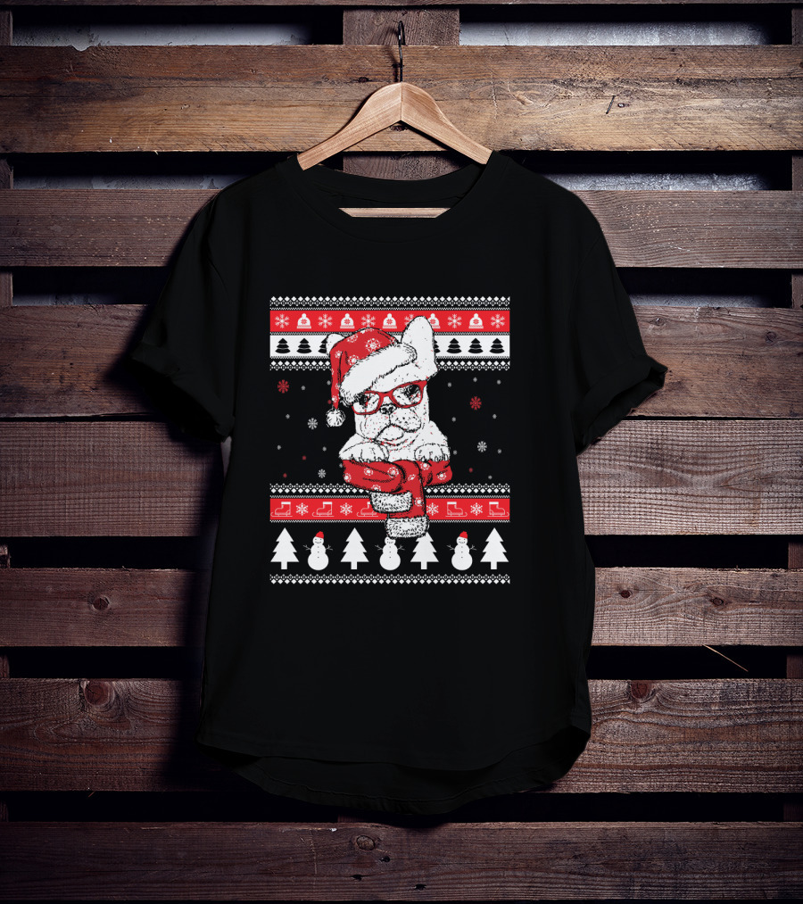 Festive Santa Hat French Bulldog Christmas T-Shirt