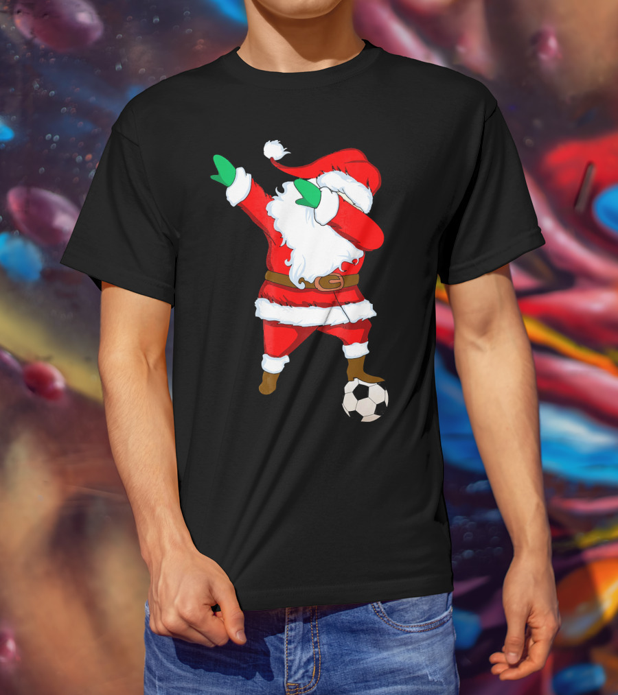 Santa Claus Dabbing With Soccer Ball T-Shirt