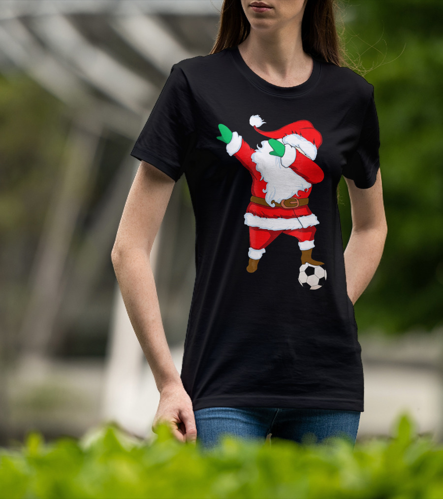 Santa Claus Dabbing With Soccer Ball T-Shirt