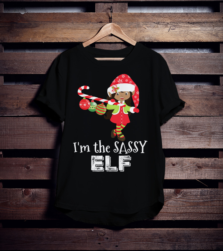 I'm The Sassy Elf African American Girls Christmas T-Shirt