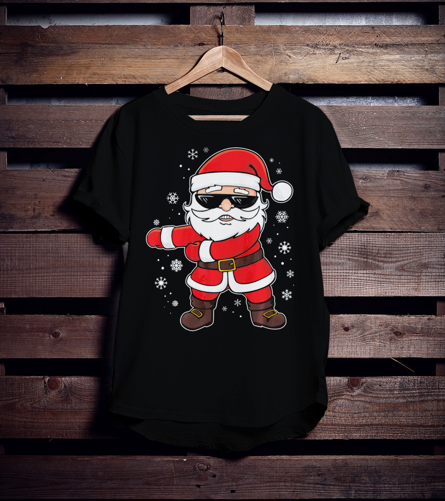 Santa Floss Dance With Snowflakes And Sunglasses T-Shirt