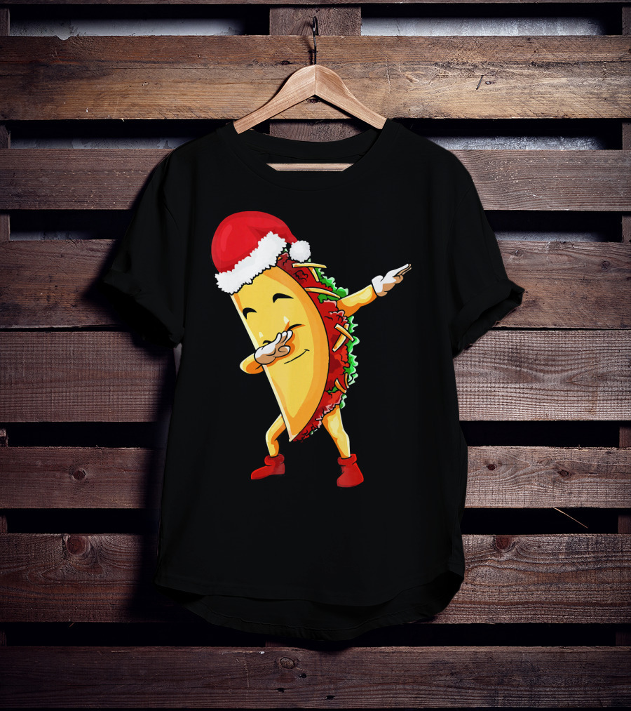 Dabbing Taco Santa Christmas Pajama Holiday Dance T-Shirt