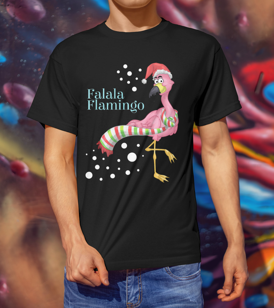 Falala Flamingo Santa Hat Christmas Holiday T-Shirt