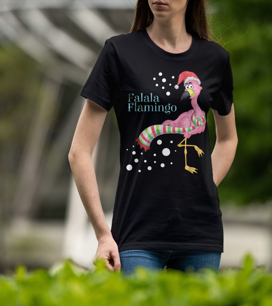 Falala Flamingo Santa Hat Christmas Holiday T-Shirt
