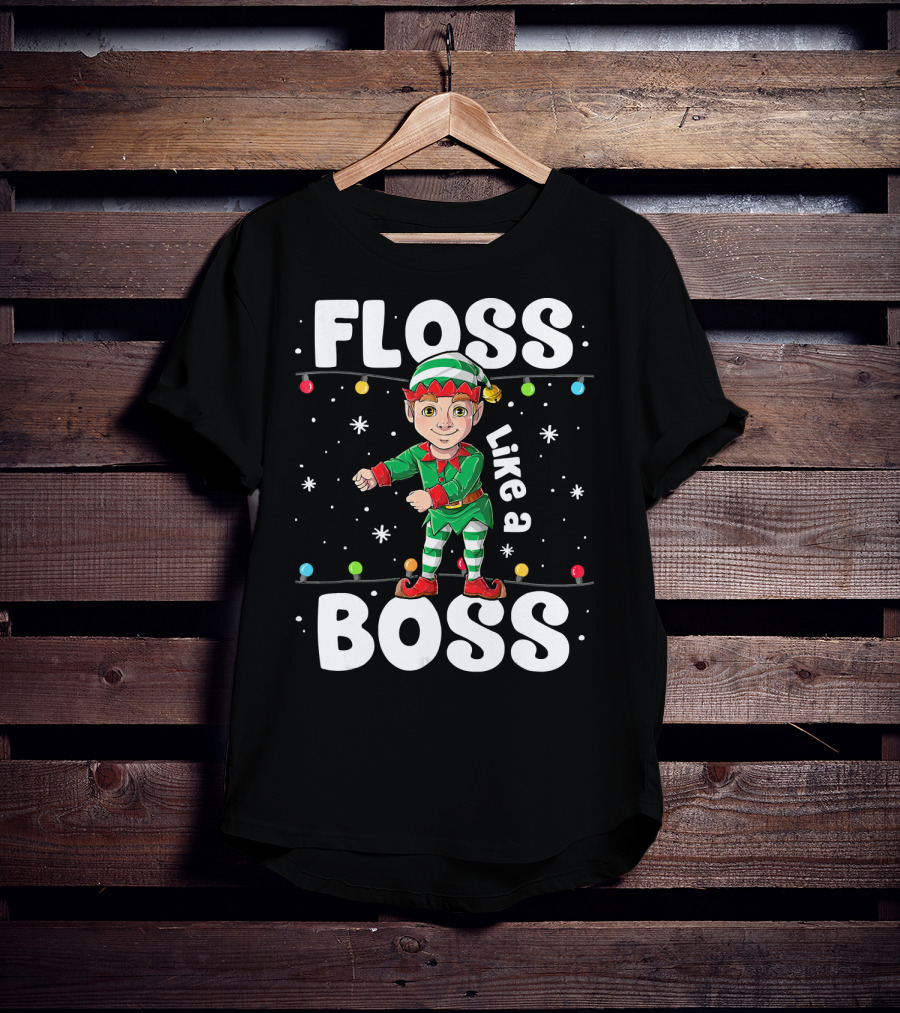 Floss Like A Boss Elf Dance Christmas Lights T-Shirt