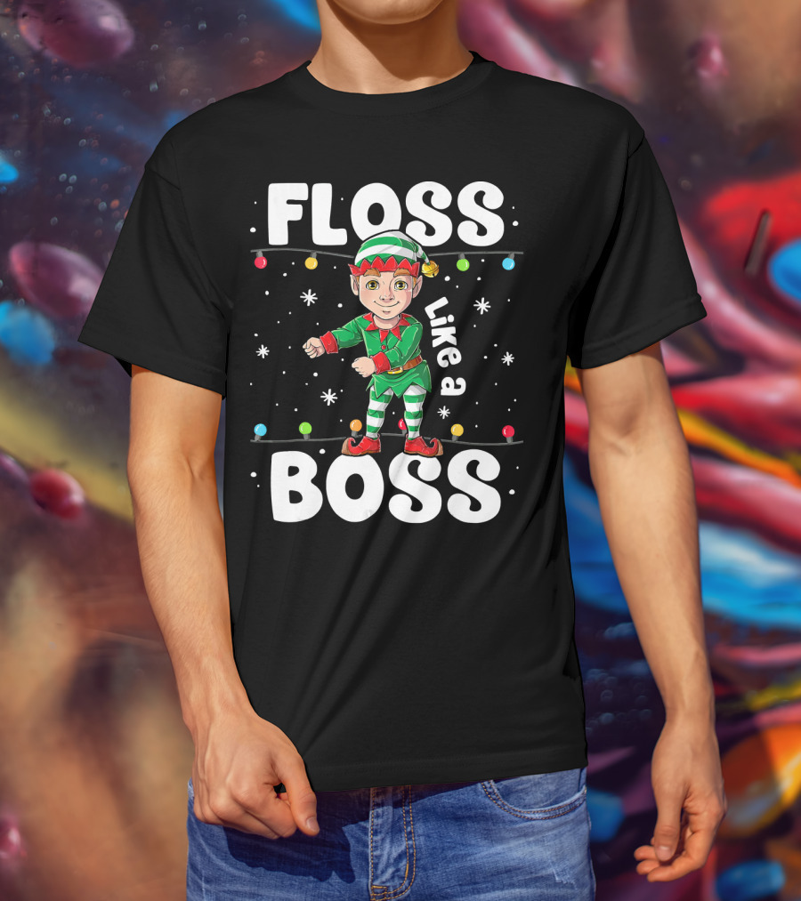 Floss Like A Boss Elf Dance Christmas Lights T-Shirt