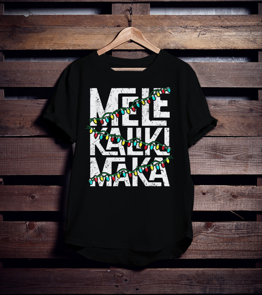 Mele Kalikimaka Hawaiian Christmas Lights Holiday T-Shirt