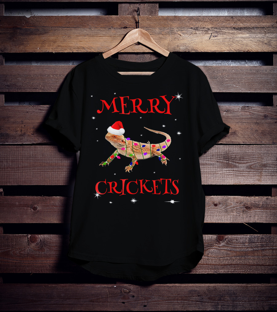 Merry Crickets Funny Bearded Dragon Christmas Me T-Shirt