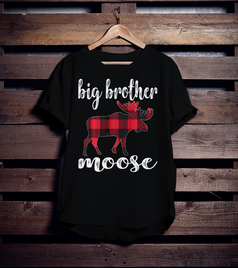 Big Brother Moose Plaid Buffalo Check Moose T-Shirt