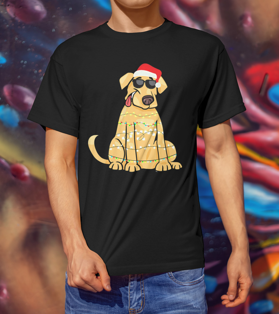 Labrador Santa Claus Christmas Lights Sunglasses T-Shirt