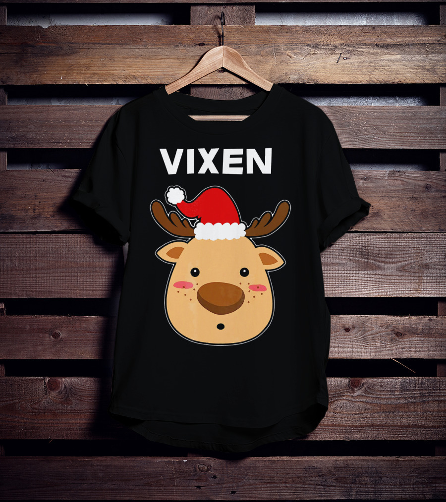 Vixen Santa Hat Reindeer T-Shirt