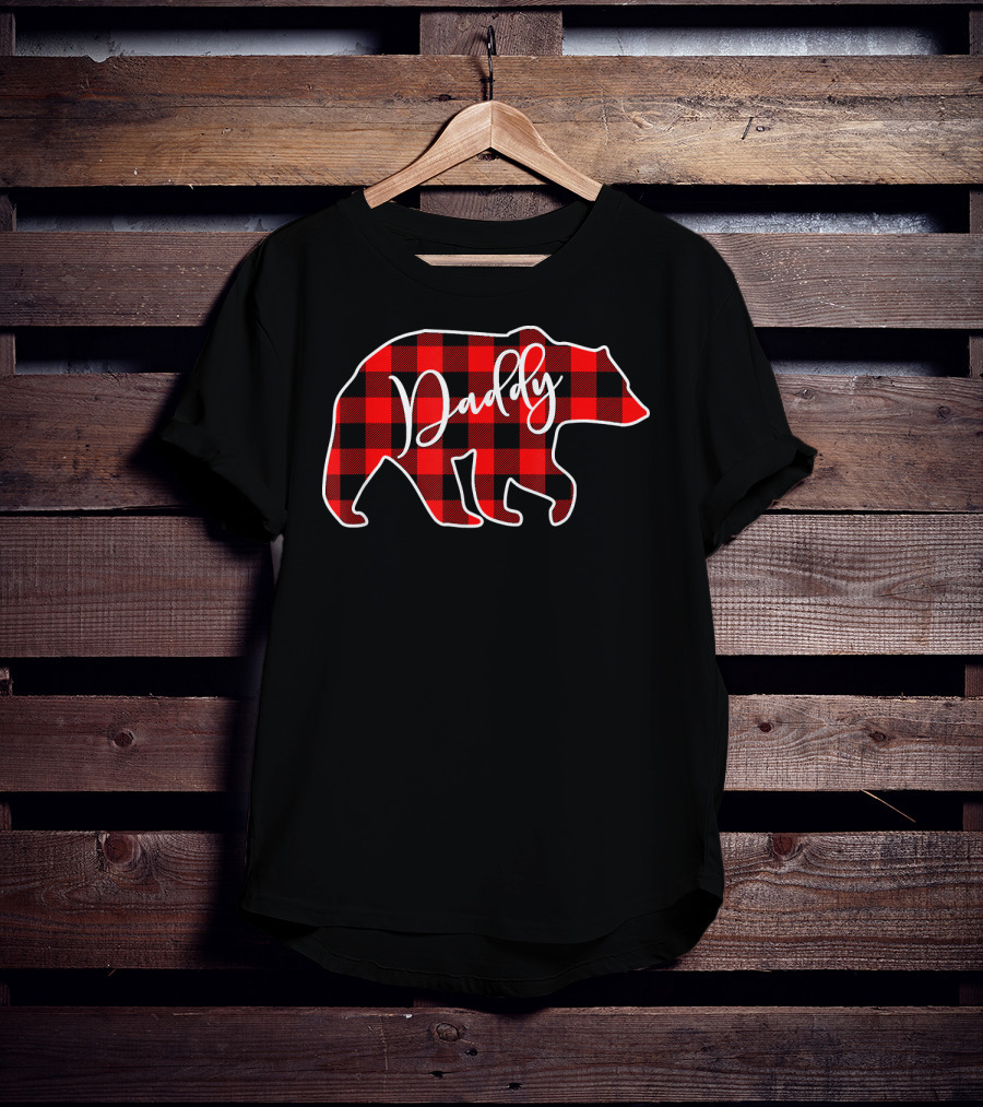 Daddy Bear Red Plaid Pattern Matching Family T-Shirt