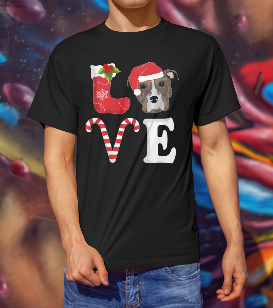 Love Christmas Pitbull Santa Pit Bull T-Shirt