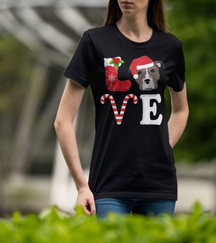 Love Christmas Pitbull Santa Pit Bull T-Shirt